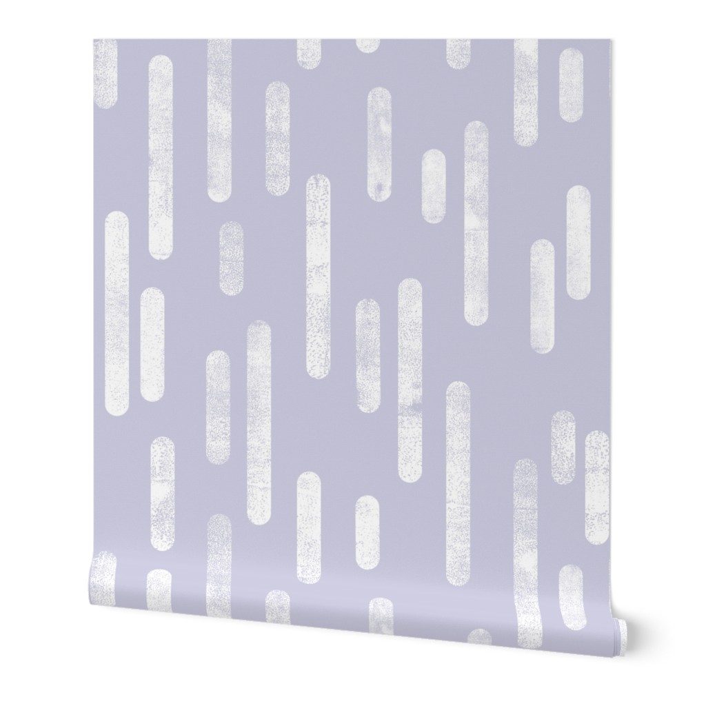 White on Dusty Purple | Large Scale Inky Rounded Lines Pattern