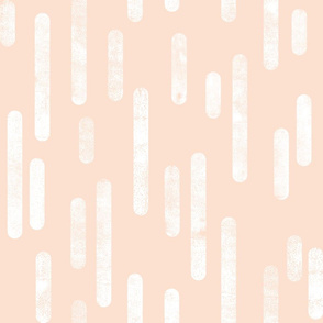 White on Pale Peach | Large Scale Inky Rounded Lines Pattern