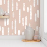 White on Pale Terracotta | Large Scale Inky Rounded Lines Pattern
