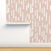 White on Pale Terracotta | Large Scale Inky Rounded Lines Pattern