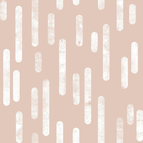 White on Pale Terracotta | Large Scale Inky Rounded Lines Pattern
