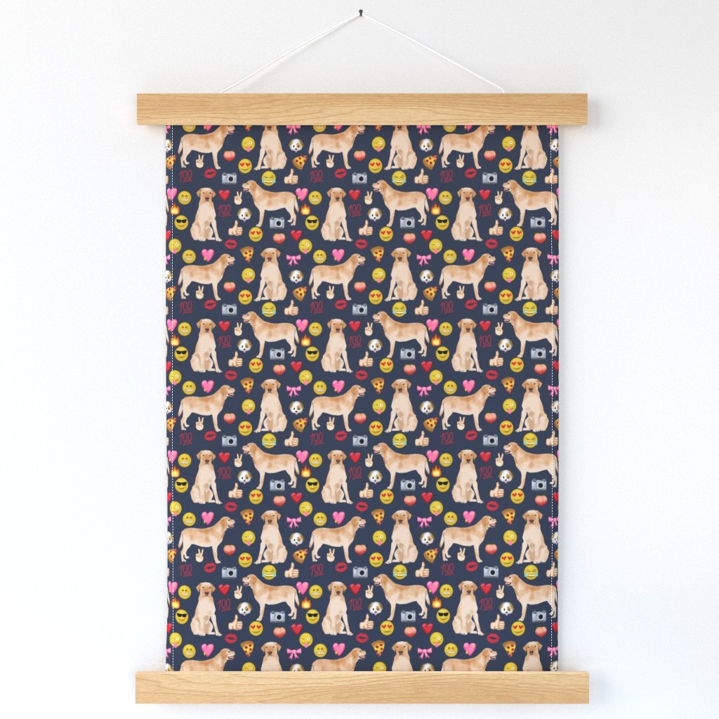 yellow lab emoji dog breed funny fabric navy