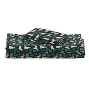 yellow lab monstera tropical dog fabric navy