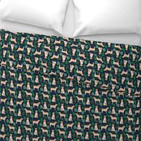 yellow lab monstera tropical dog fabric navy