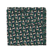 yellow lab monstera tropical dog fabric navy