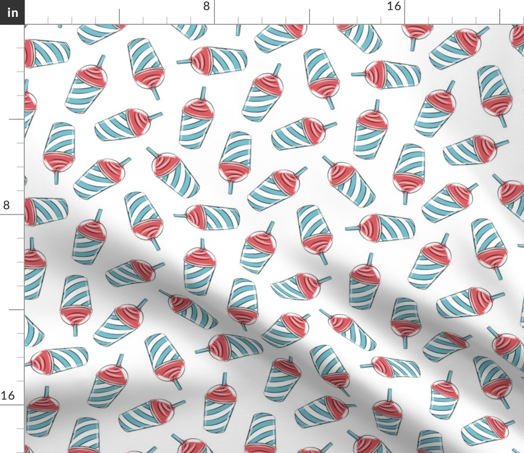 ice drink summer treat fabric blue and red on white