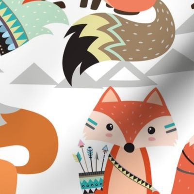 Extra Large - Tribal Woodland Foxes