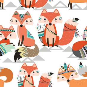Extra Large - Tribal Woodland Foxes
