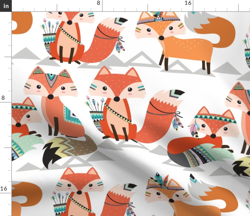 Extra Large - Tribal Woodland Foxes