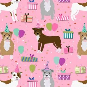 pitbull mixed birthday party dog breed fabric bright pink