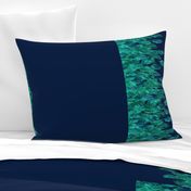 Green Watercolor Leaves Border Print on Navy Extra Small Print