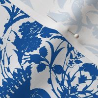 Tahtakale Flowers Upholstery Twill White-Blue