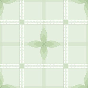 4 Petal Place: Mossy Green Floral Grid Pattern
