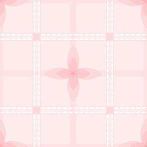 4 Petal Square: Millennial Pink Floral Grid Pattern