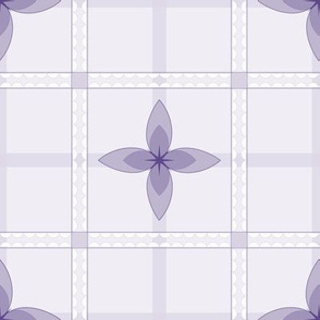 4 Petal Place: Violet Purple Floral Grid Pattern