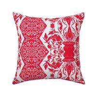 Tahtakale Flowers Upholstery Twill White-Red