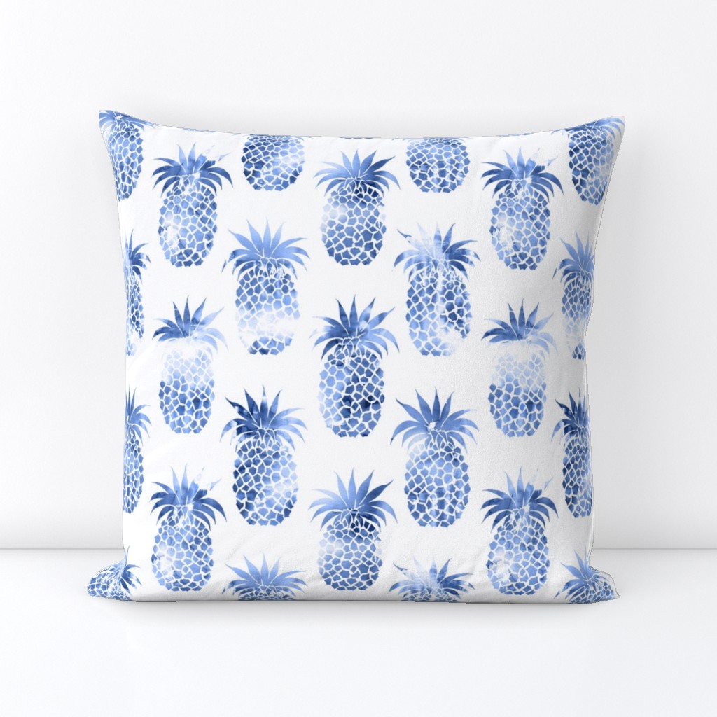 pineapples blue watercolor