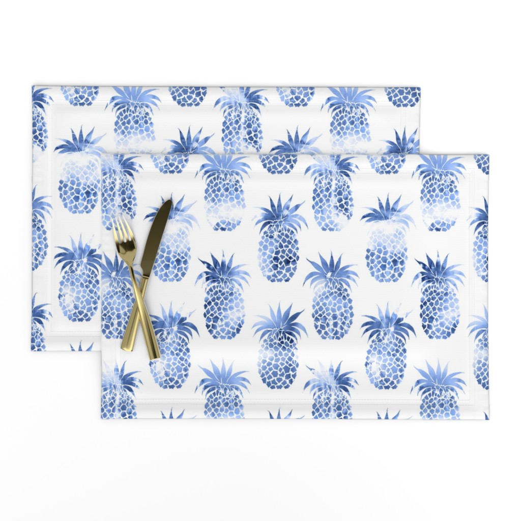 pineapples blue watercolor