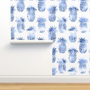 pineapples blue watercolor