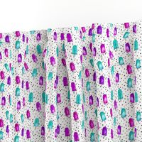 1" scale - watercolor popsicles - purple and teal with dots