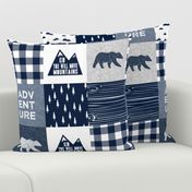 Adventure & You Will Move Mountains Quilt Top - Navy (bear)