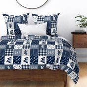 Adventure & You Will Move Mountains Quilt Top - Navy (bear) (90)