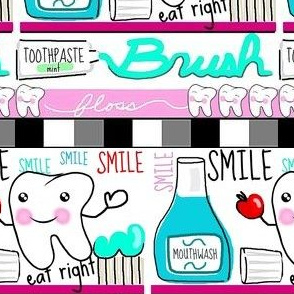 Brush,floss,rinse teeth comic/smile