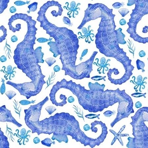 seahorse watercolor
