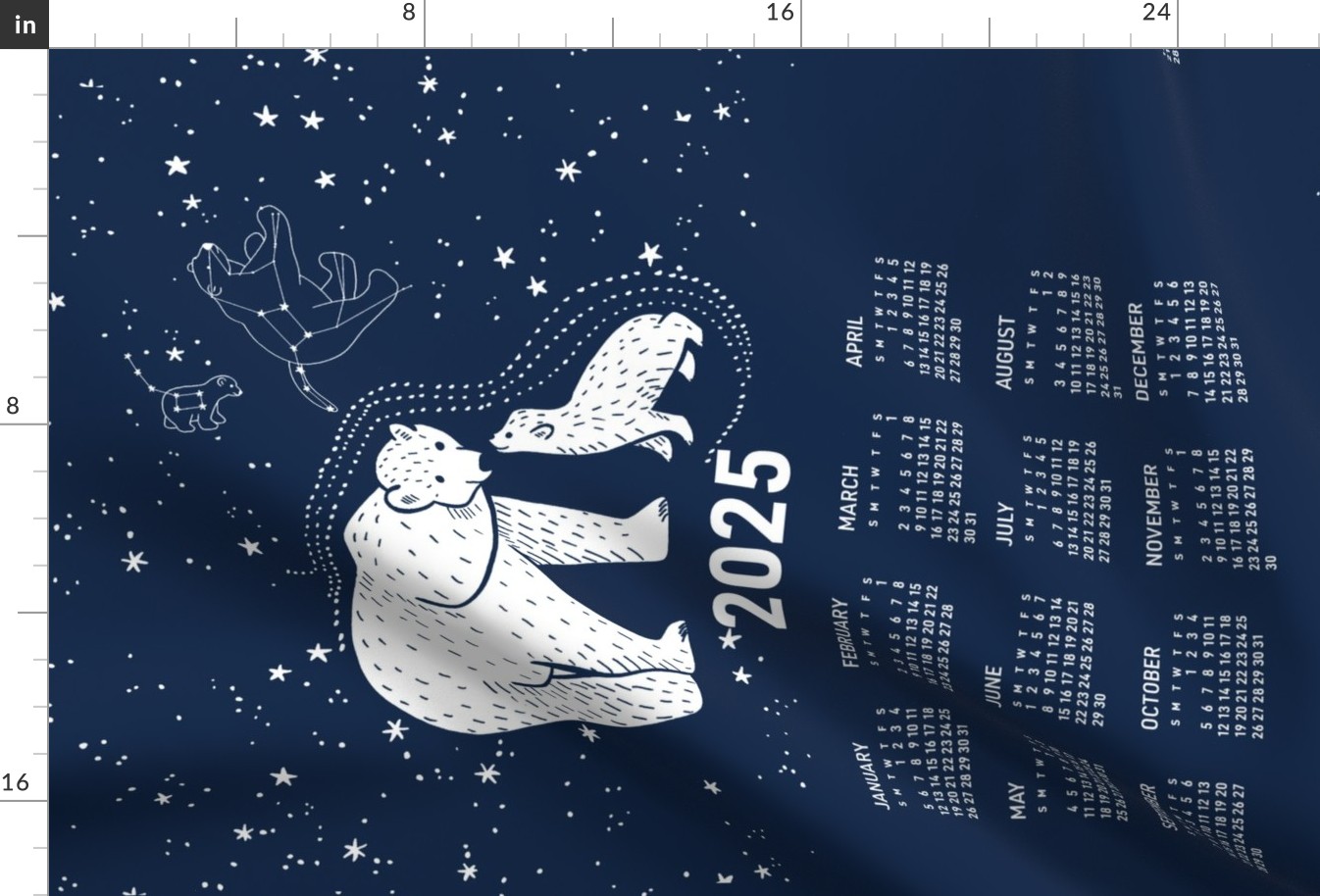 2024 Calendar, Sunday / Polar Bear Kiss