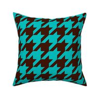 Turquoise Blue Brown Houndstooth Pattern