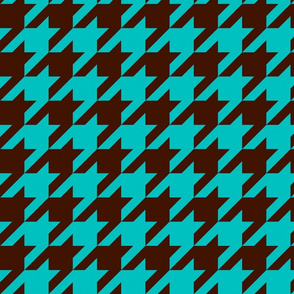 Turquoise Blue Brown Houndstooth Pattern