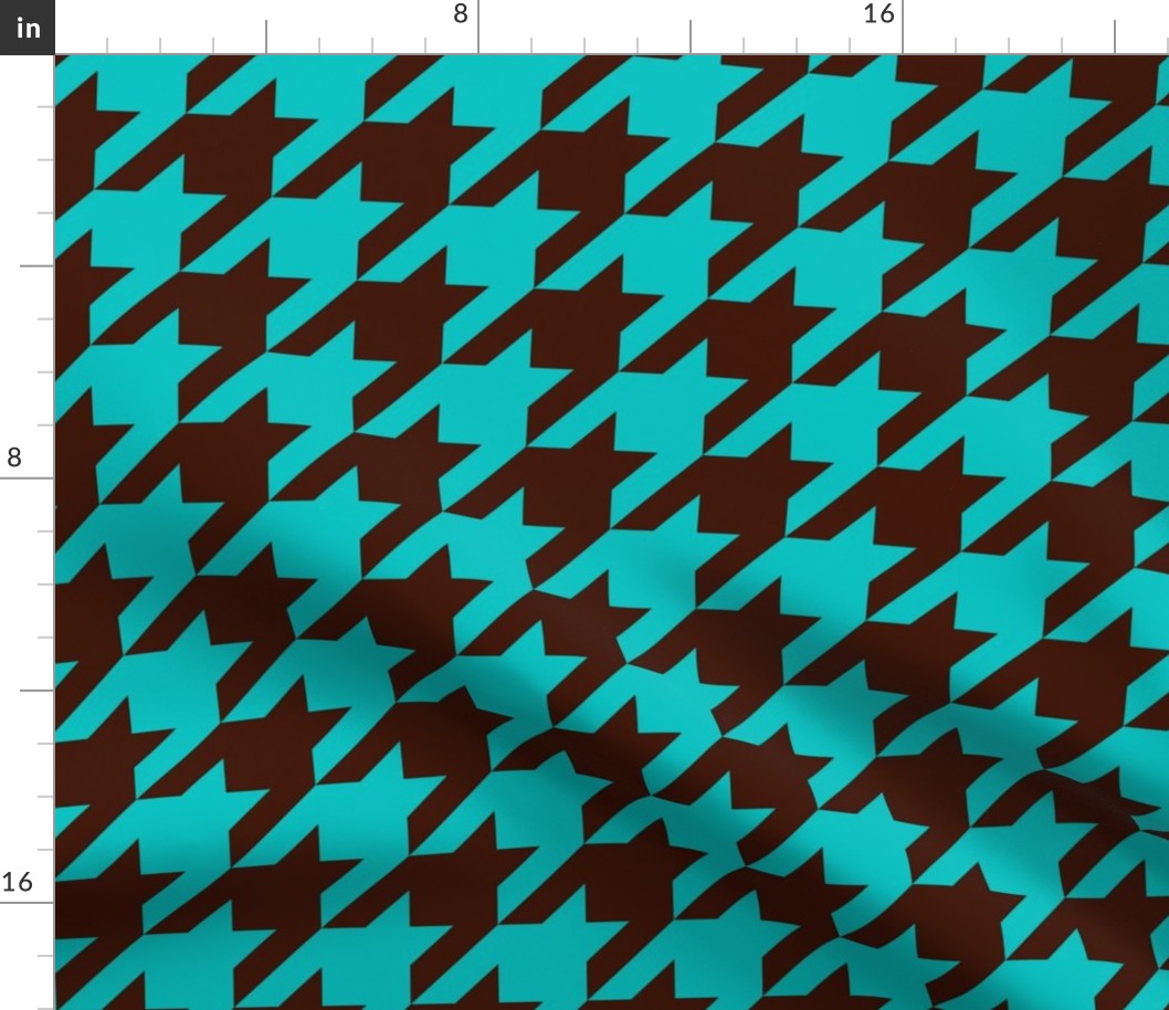 Turquoise Blue Brown Houndstooth Pattern