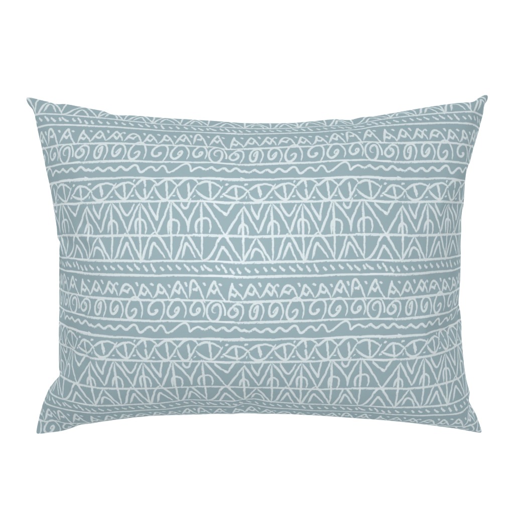 moroccan bohemian sketch shapes linen texture teal blue and light blue