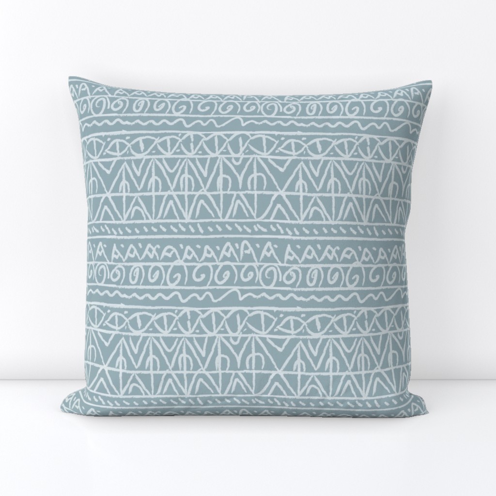 moroccan bohemian sketch shapes linen texture teal blue and light blue