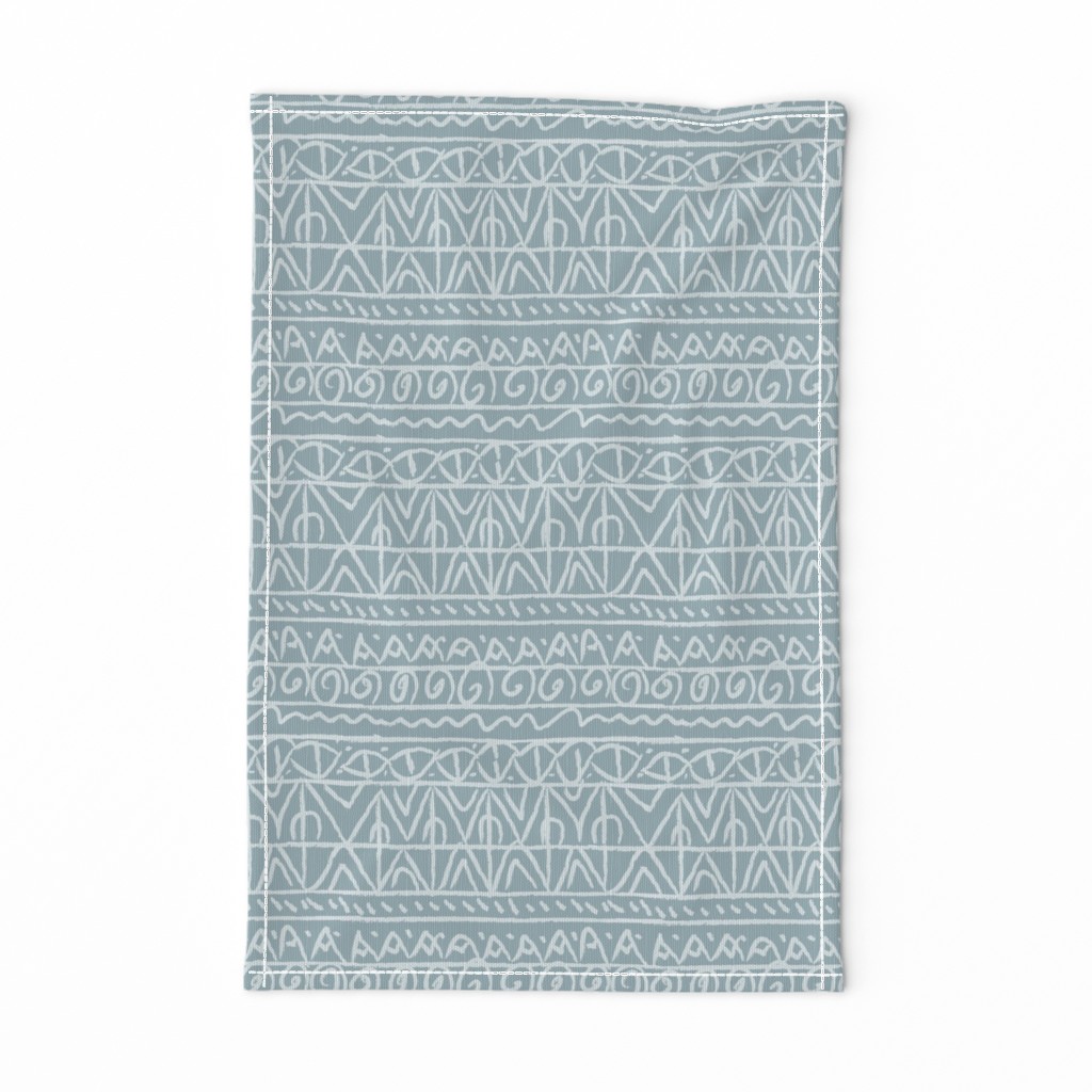 moroccan bohemian sketch shapes linen texture teal blue and light blue