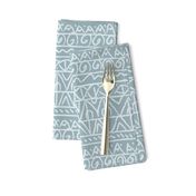 moroccan bohemian sketch shapes linen texture teal blue and light blue