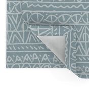 moroccan bohemian sketch shapes linen texture teal blue and light blue