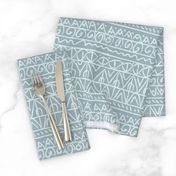 moroccan bohemian sketch shapes linen texture teal blue and light blue