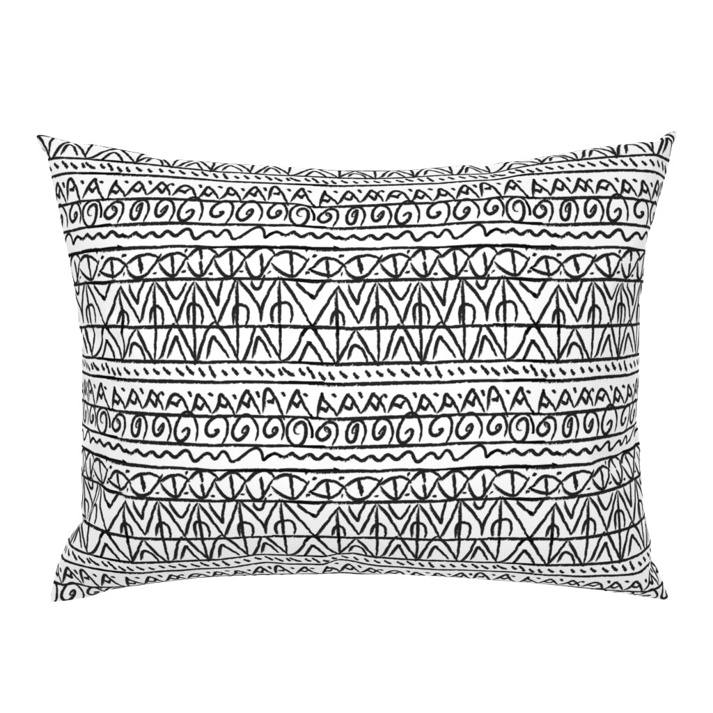  moroccan bohemian sketch shapes linen texture black and white