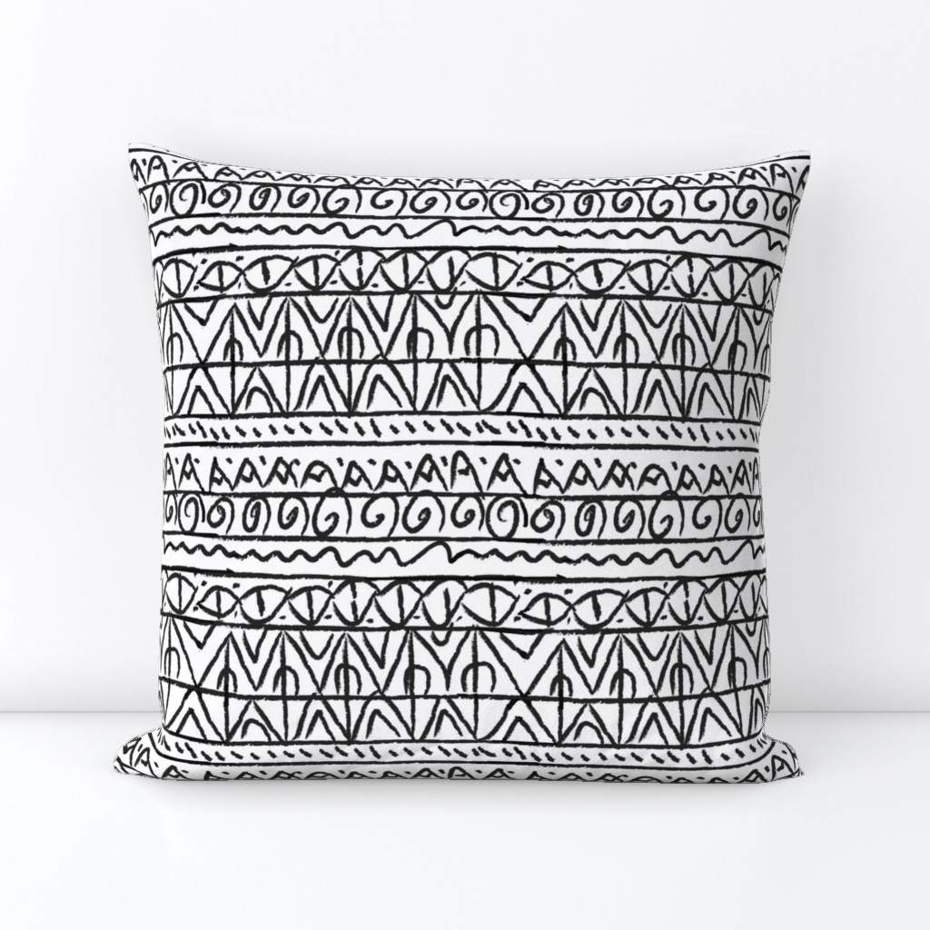  moroccan bohemian sketch shapes linen texture black and white