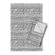  moroccan bohemian sketch shapes linen texture black and white