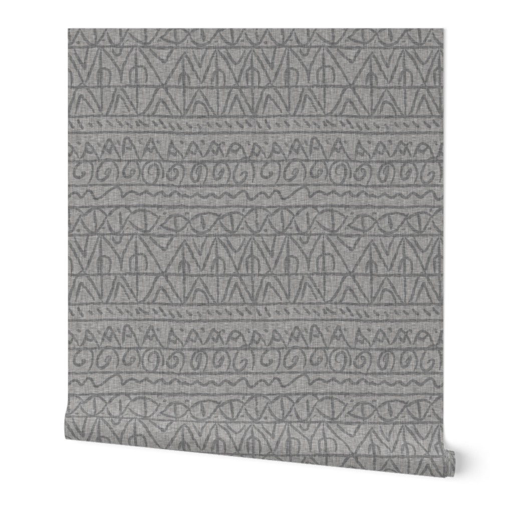 moroccan bohemian sketch shapes linen texture light gray dark gray