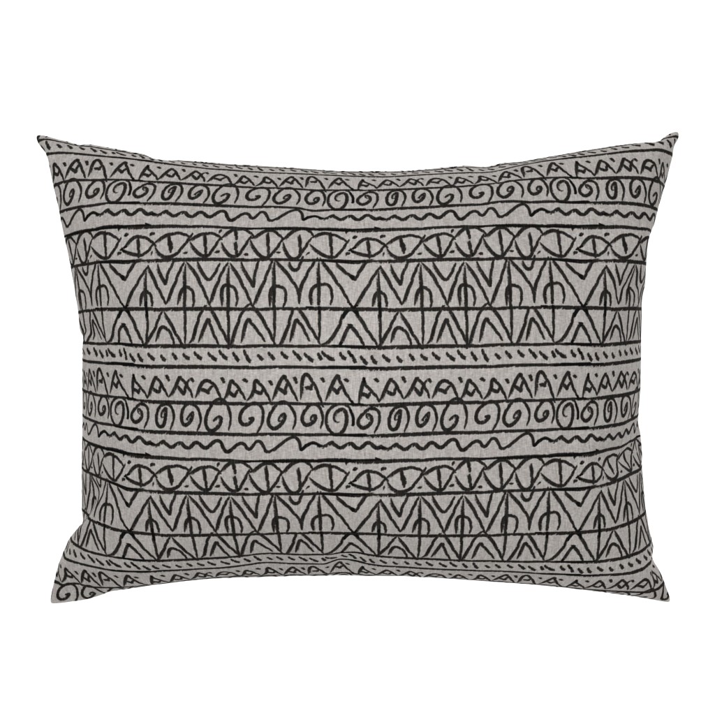 moroccan bohemian sketch shapes linen texture black gray