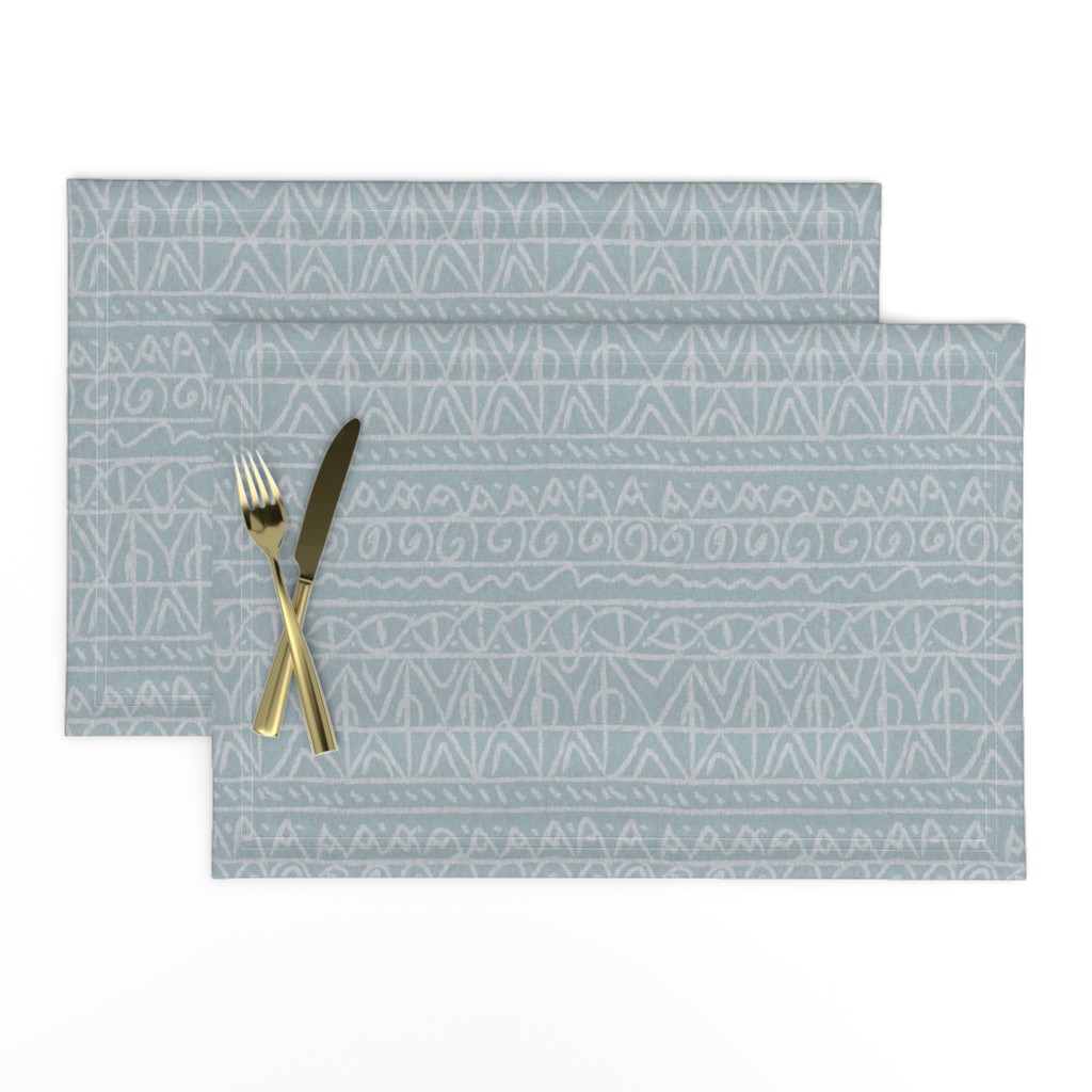 moroccan bohemian sketch shapes linen texture teal blue gray