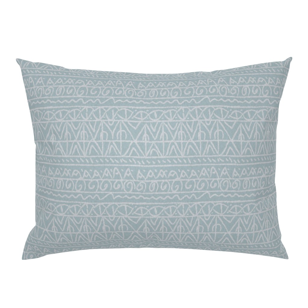 moroccan bohemian sketch shapes linen texture teal blue gray