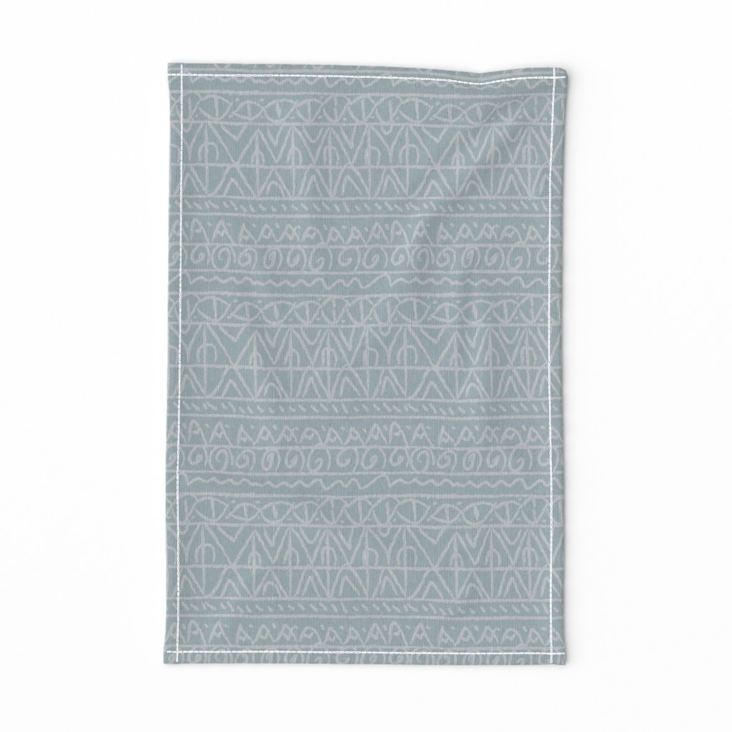 moroccan bohemian sketch shapes linen texture teal blue gray