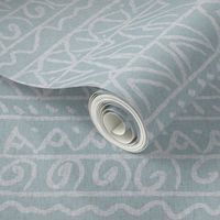 moroccan bohemian sketch shapes linen texture teal blue gray