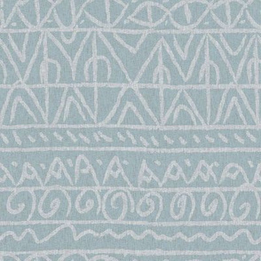 moroccan bohemian sketch shapes linen texture teal blue gray