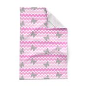 Pink Chevron Ombre  Gray Butterfly 
