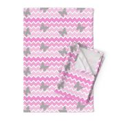 Pink Chevron Ombre  Gray Butterfly 